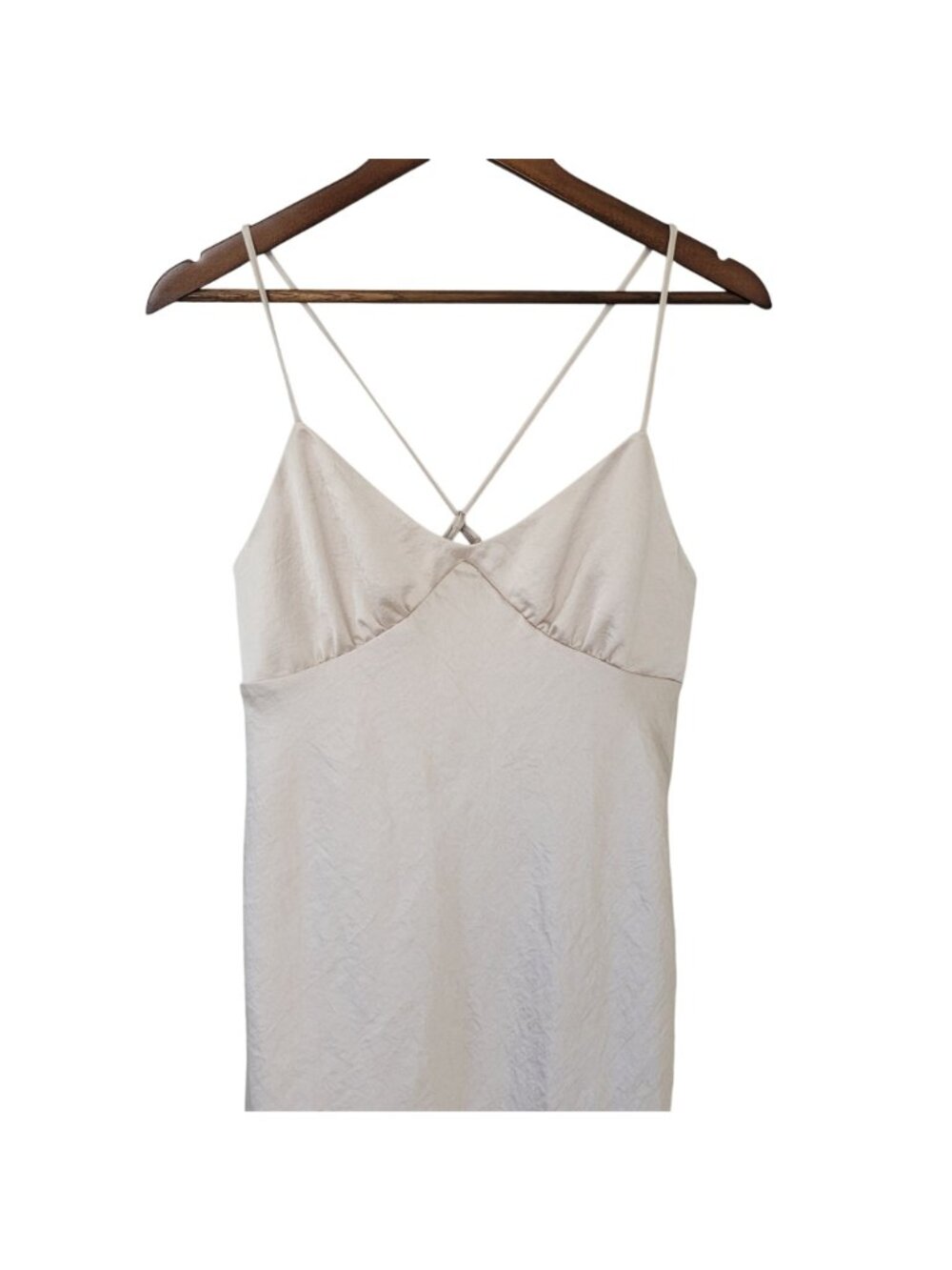 Madewell Sadie Midi Slip Dress Womens Size 6 Beige Sleeveless Strappy Cross Back - Picture 3 of 9